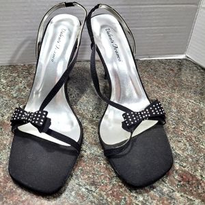 Valenti Franco sz8 Lorena blk satin sandals